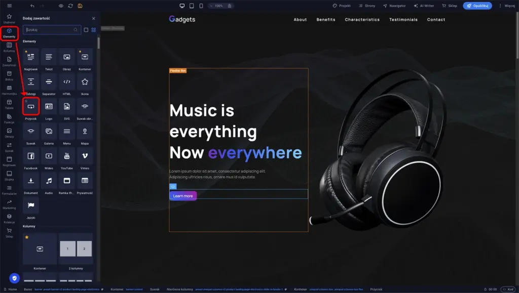 Sitejet Builder - dodanie przycisku