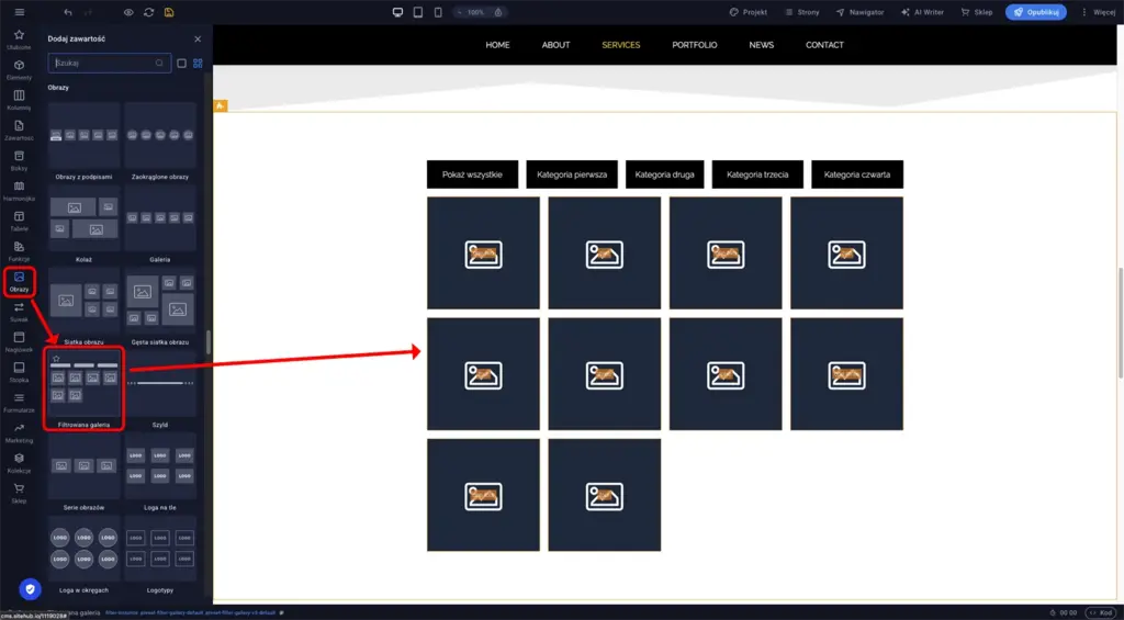 Sitejet Builder - Fitrowana galeria