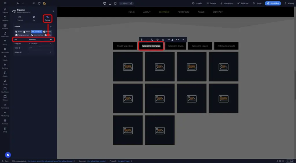 Sitejet Builder - Fitrowana galeria - identyfikator kategorii